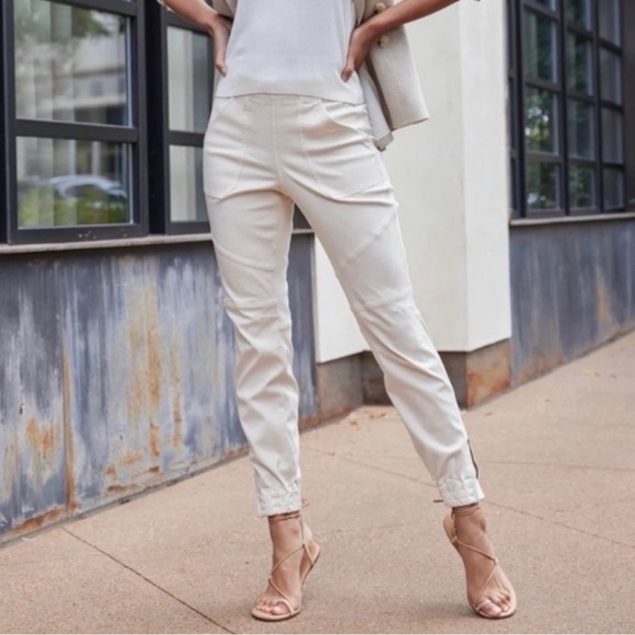 Spanx Stretch Twill Cargo Joggers Parchment Off White Size M - Picture 1 of 8